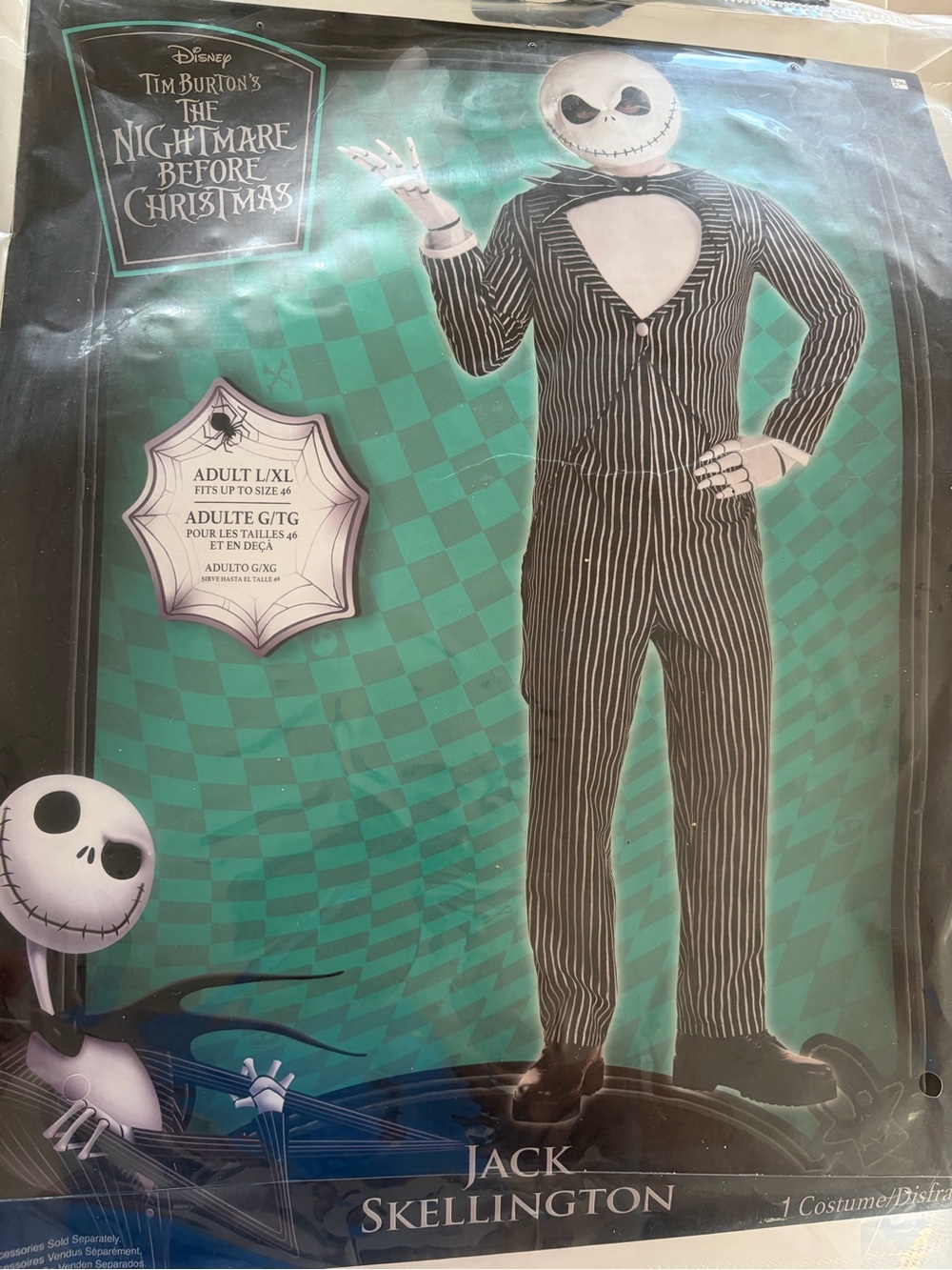 Disney Jack Skellington Adult Costume - Halloween L/XL